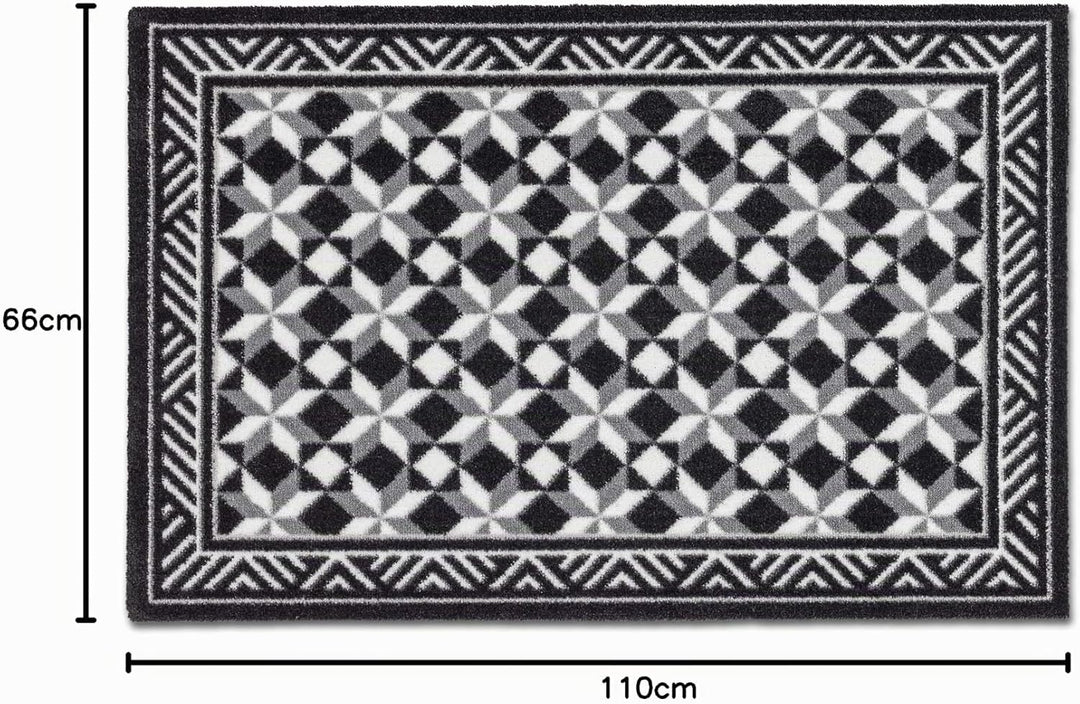 Astra rutschfeste Sauberlaufmatte innen - Fliesen grau 66 x 110 cm - Wohnraum Fussmatte Design - Ext