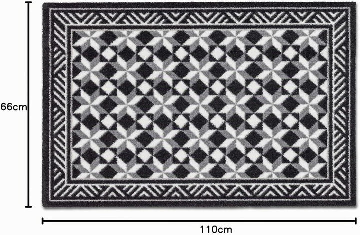 Astra rutschfeste Sauberlaufmatte innen - Fliesen grau 66 x 110 cm - Wohnraum Fussmatte Design - Ext