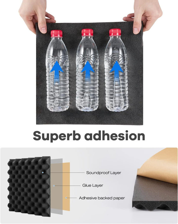 Akustikschaumstoff Selbstklebend 24 Stück Schalldämmung Hochdichte Schallabsorber Wand reduzieren Ha