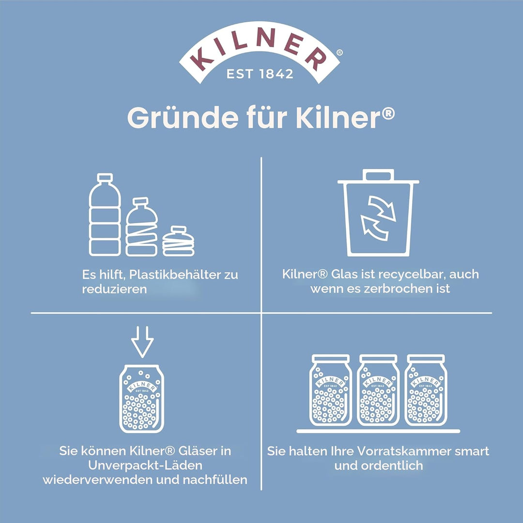 Kilner Butterfass Glas mit Handkurbel, manuelle Handkurbel und Silikonmixer, 1L, Öffnung: 7,2 cm, 16