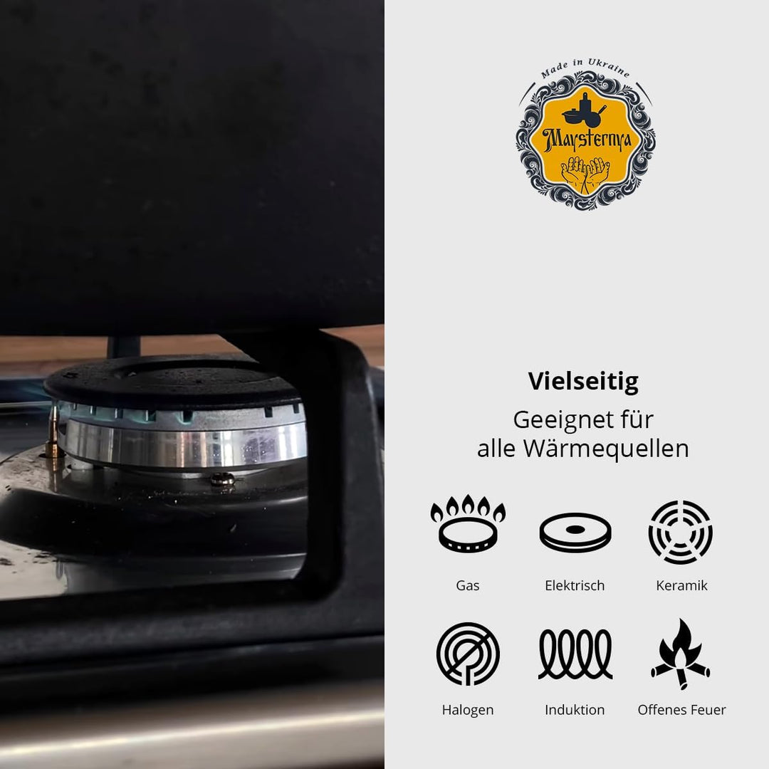 Dutch Oven aus Gusseisen – Kochen im Freien – Grillauflauf aus Gusseisen – Schwarz (8 Liter)