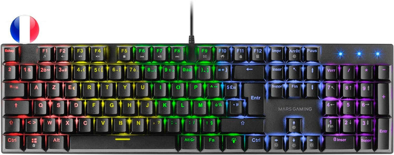 MARSGAMING MK422 Schwarz, Mechanische Gaming Tastatur RGB, Antighosting, Mechanischer Switch Braun,