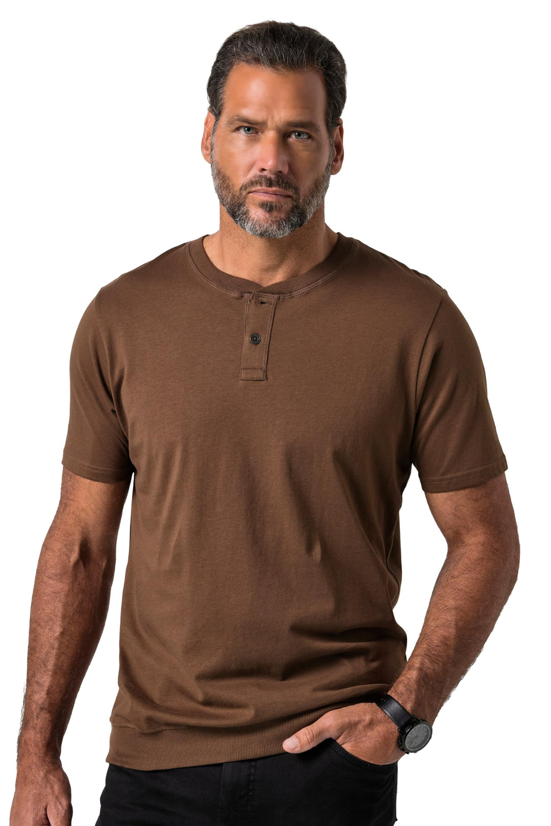 JP 1880 Herren Kurzarm T-Shirt L Mokkabraun, L Mokkabraun