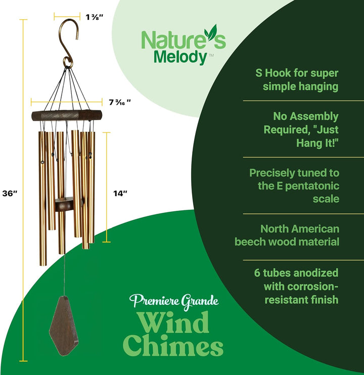 Nature 's Melody pg14br 35,6 cm Premiere Grande Windspiel – Bronze 36 Inch (91 cm) Bronze, 36 Inch (