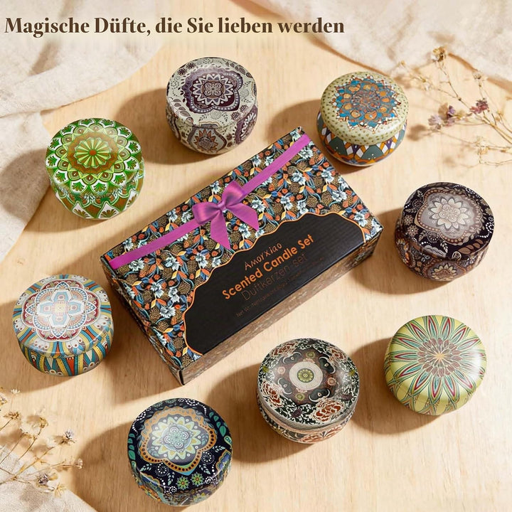 Geschenke für Frauen, 8 * 70g Duftkerzen Geschenkset für Frauen, Sojawachs Aromatherapie Kerzen für