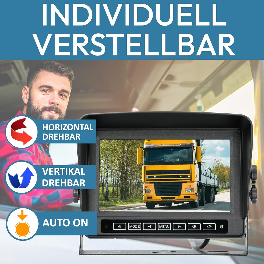 VSG24 13172-7" Spritzwassergeschützter IPX-67 Rückfahrmonitor / 12-24 Volt/Kamerastromversorgung/Bil