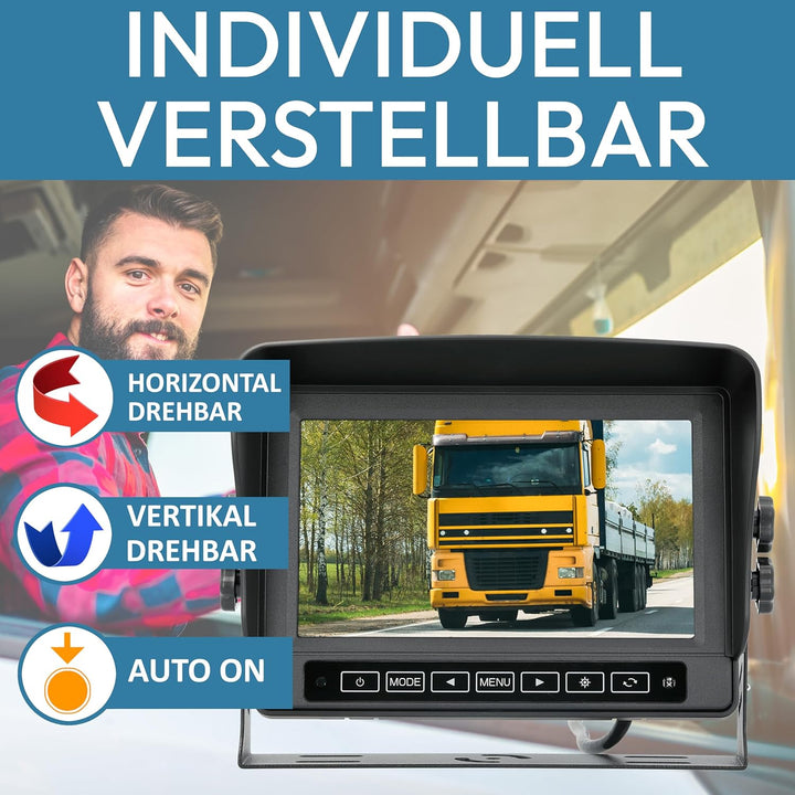 VSG24 13172-7" Spritzwassergeschützter IPX-67 Rückfahrmonitor / 12-24 Volt/Kamerastromversorgung/Bil