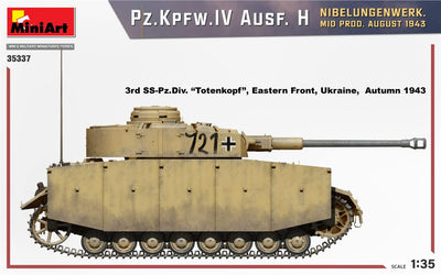 Mini Art 35337 1:35 Pz.Kpfw.IV AUSF.H Aug43 Mit. Nibe. - originalgetreue Nachbildung, Modellbau, Pla