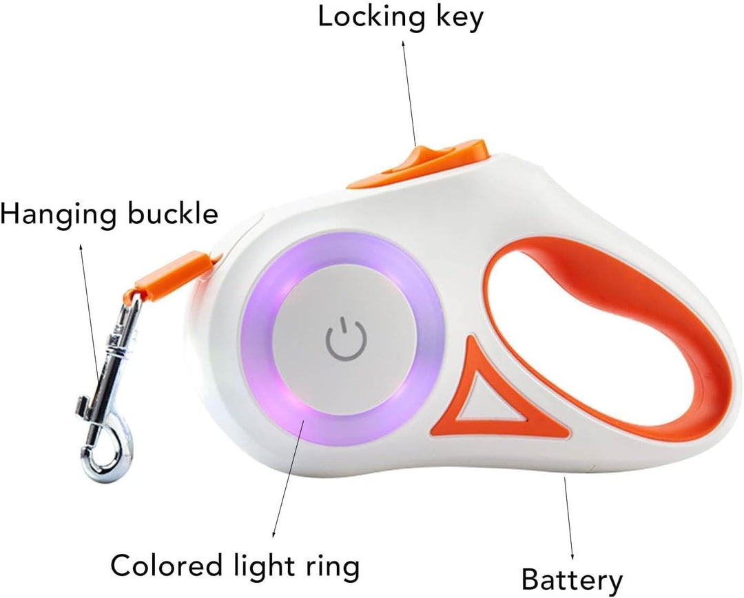 Ausziehbare LED-Hundeleine, Ausziehbare Haustierleine Mit Buntem LED-Licht, Ergonomischer Griff, Hun