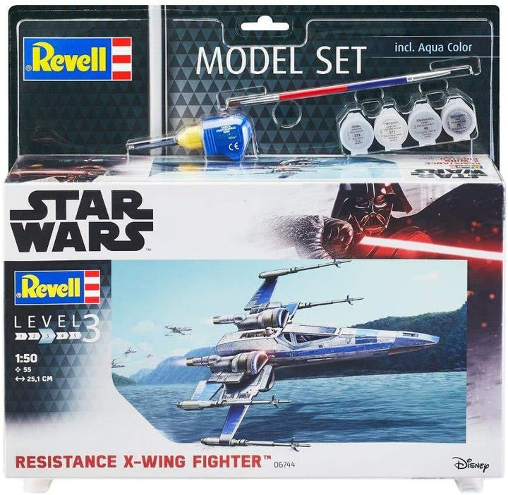 Revell REV-66744 Model Set Resistance X-Wing Fighter Luke Skywalker Modellbausatz + Zubehör, Mehrfar