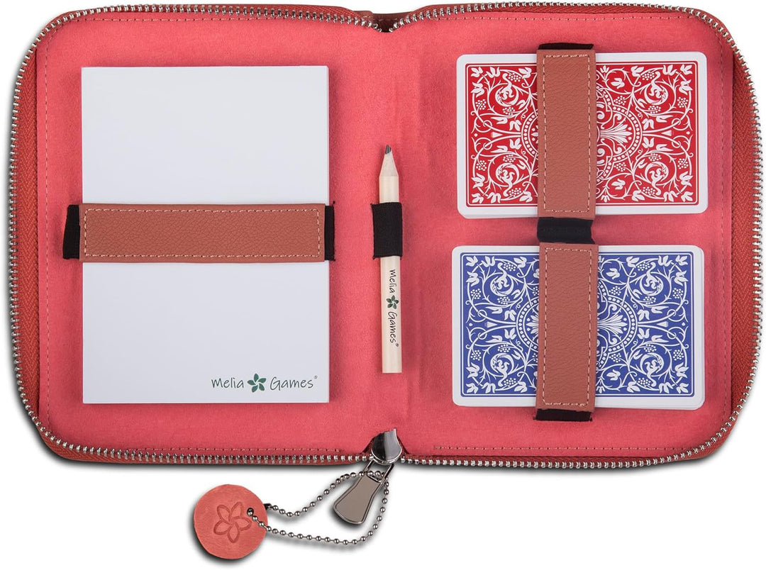 Melia Games Spielkarten Set Deluxe - Premium Karten-Etui aus feinstem Leder - komplettes Set inklusi
