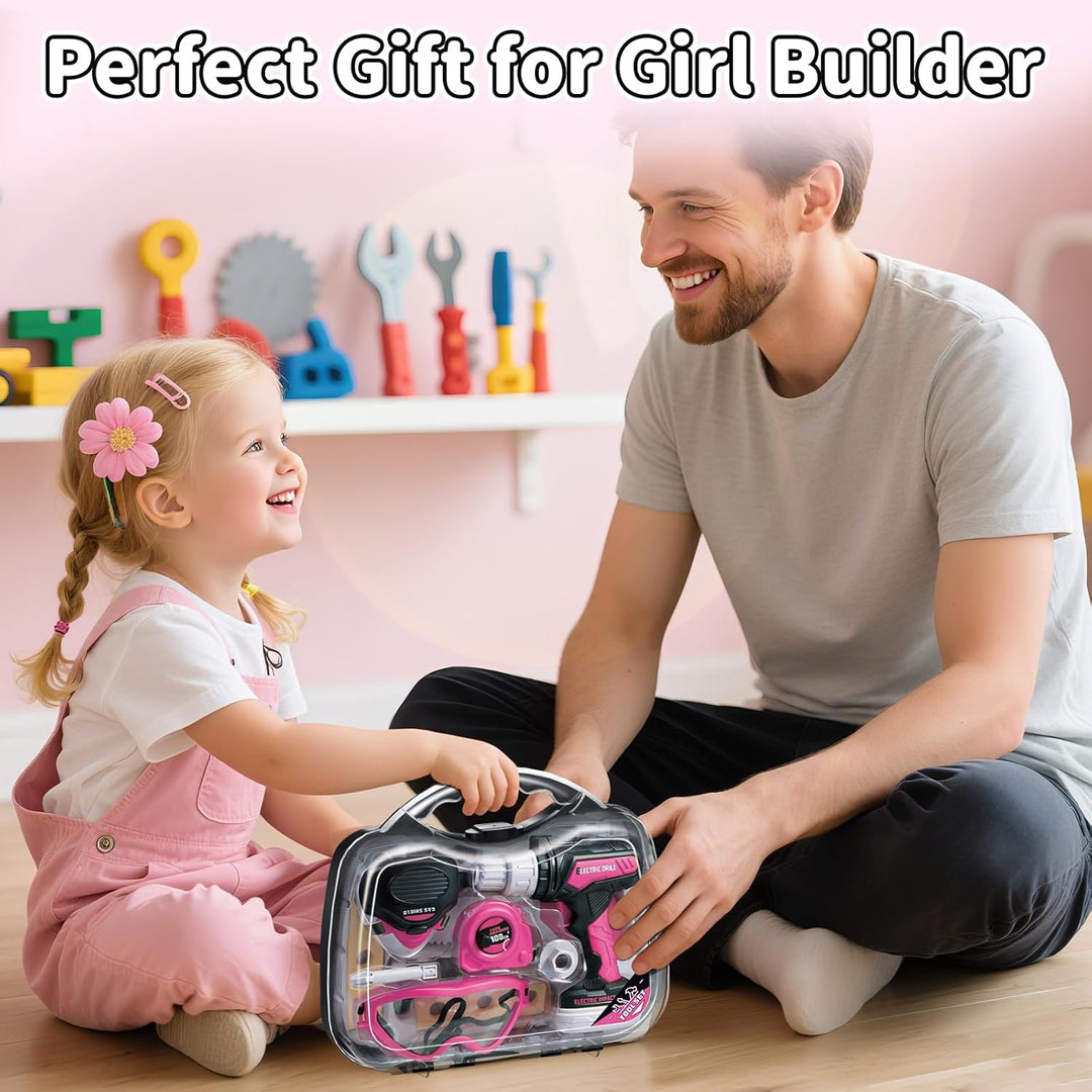 KidBloom Werkzeugkoffer Kinder Geschenk Mädchen 3 Jahre, Kinderspielzeug ab 3 Jahre mit Bohrmaschine