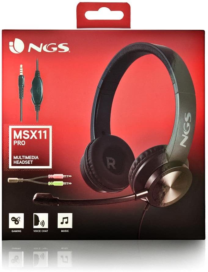 NGS MSX11 PRO - On-Ear-Kopfhörer mit einstellbarem Mikrofon, 3,5-mm-Klinkenstecker und 1-2 Klinkenad