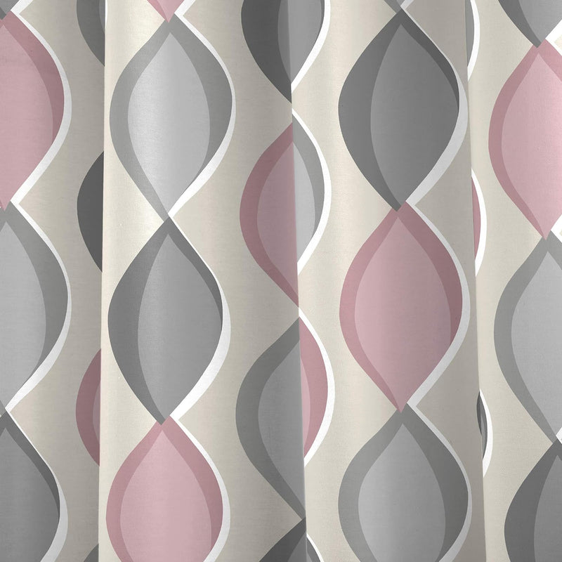 Fusion Lennox Vorhänge mit Ösen, gefüttert, 100% Baumwolle, 229 x 229 cm, Grau / Blush 229 x 229cm B