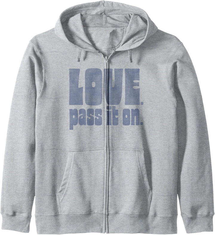 Love. Pass It On. Bold Blue Faded Text Kapuzenjacke