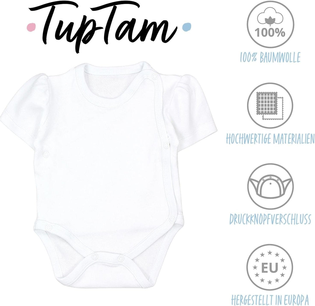TupTam Baby Body Mädchen 5er Set – Kurzarm Wickelbody aus Baumwolle mit Print, Atmungsaktiv und Haut