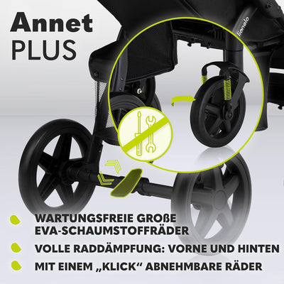 LIONELO Annet Plus Buggy bis 22 kg mit Liegefunktion, Kinderwagen klein zusammenklappbar mit Zubehör