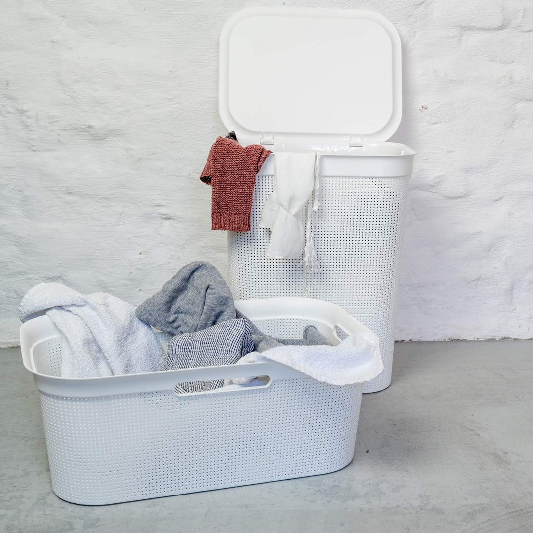 Rotho Brisen 4er-Set Wäschekorb 40l, Kunststoff (PP) BPA-frei, weiss, 4 x 40l, Weiss