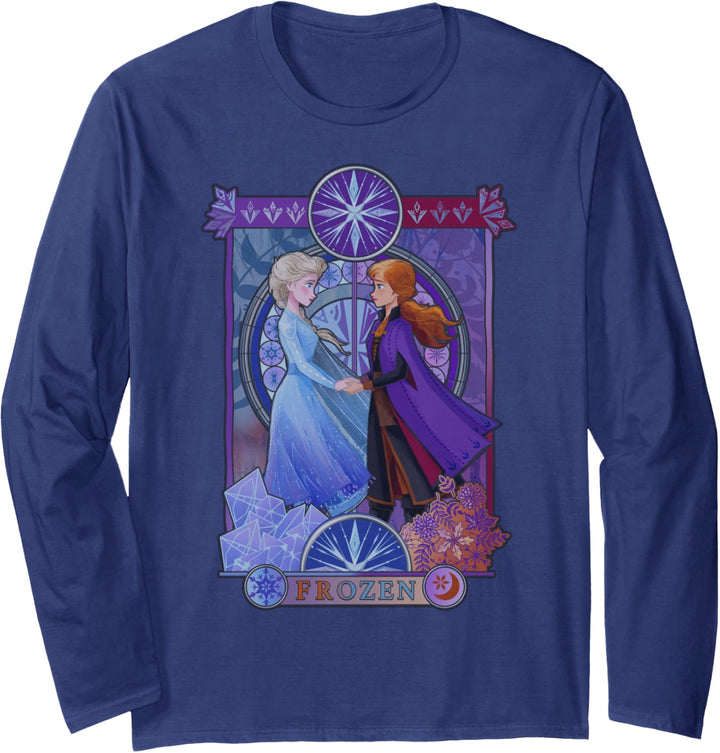 Disney Frozen 2 Anna & Elsa Stained Glass Portrait Langarmshirt
