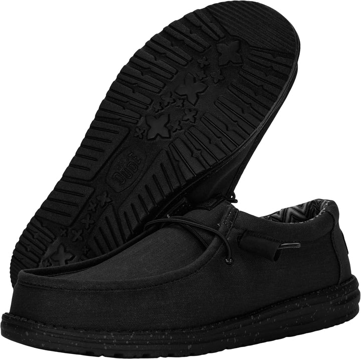 Hey Dude Herren Wally Stretch Canvas Moc Toe Shoes 37 EU Schwarz, 37 EU Schwarz
