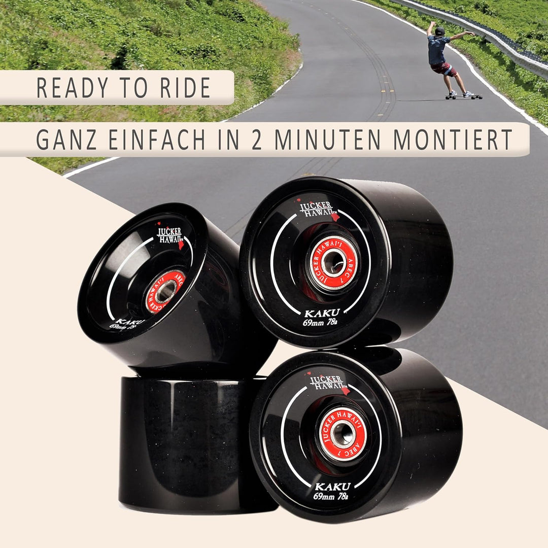 JUCKER HAWAII Longboard Rollen Allround Cruiser Wheels - Mit oder ohne Kugellager KAKU inkl. Kugella