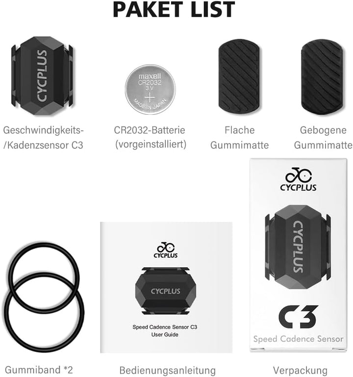 CYCPLUS Fahrrad Trittfrequenzsensor oder Geschwindigkeitssensor Dual Modul Bluetooth und ANT +