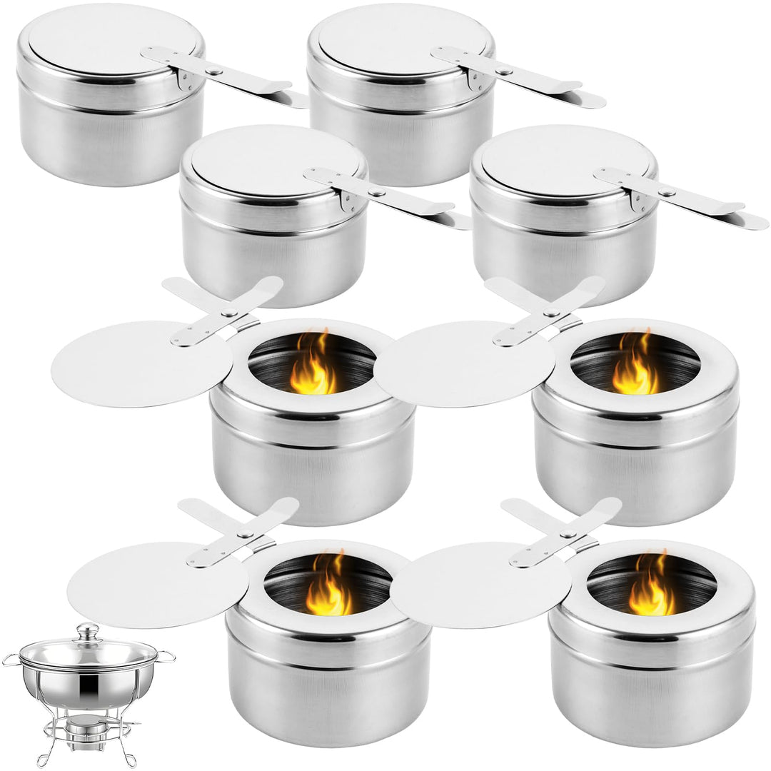 8 Stück Brennpastenbehälter Edelstahl, Brennpastenbehälter mit Deckel, Fondue Brenner, Brennpaste Be