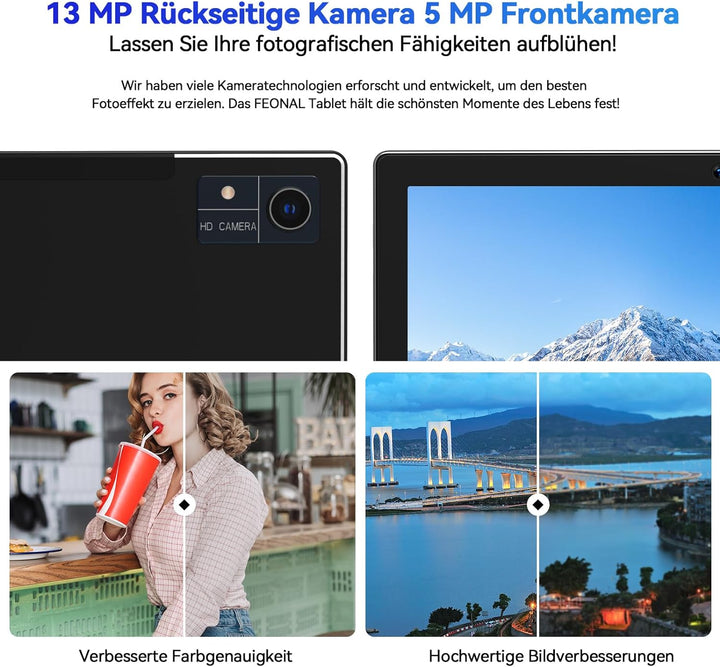 2024 Neueste Tablet 10 Zoll,5G Wifi Android 12 Tablet Mit 16GB RAM+128GB ROM(1TB TF),2-in-1 Tablet M