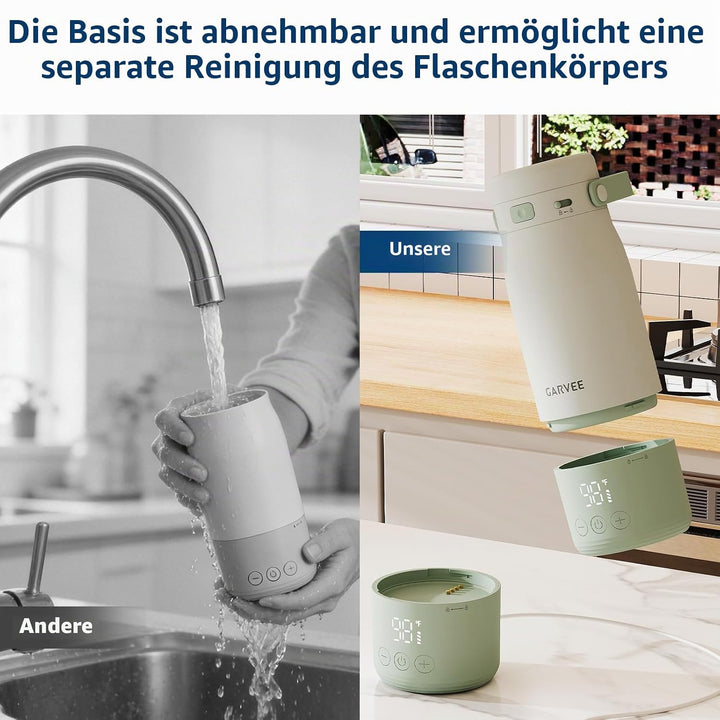 Tragbarer Flaschenwärmer Baby,Mobiler Wasserwärmer 500Ml Tragbarer Milchwärmer Präzise Temperaturreg