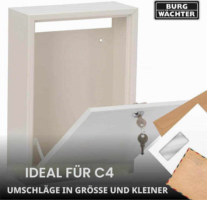 Sterling MB11BK MB11 Forth Briefkasten aus Stahl für hinten, weiss, 244 x 351 x 98mm 244 x 351 x 98m