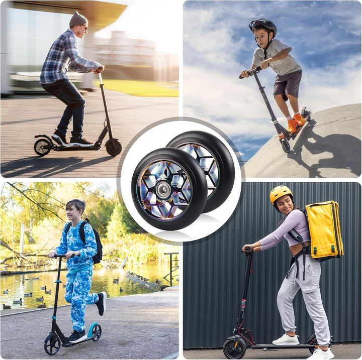 2 Stück Stunt Scooter Rollen 110 mm, Bunt Scooter Scooter Ersatzräder, 88A Rollerräder für Stunt mit