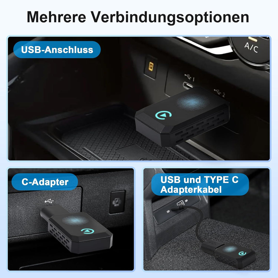 CarPlay Wireless Adapter, 2025 Upgrade Dongle Konvertiert Kabelgebunden zu Kabellos für iPhone, USB