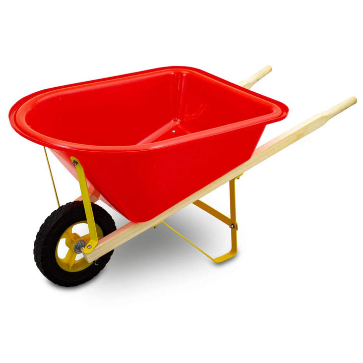 Kinderschubkarre Schiebkarre Schubkarre für Garten Sandkasten und Strand (Rot), Rot