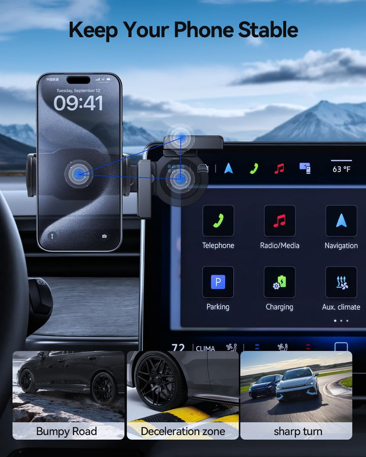 Handyhalterung für VW 12,9 Zoll Display, ID.3, ID.4, ID5, ID.Buzz 2024-2026 Mini Handyhalter für iPh