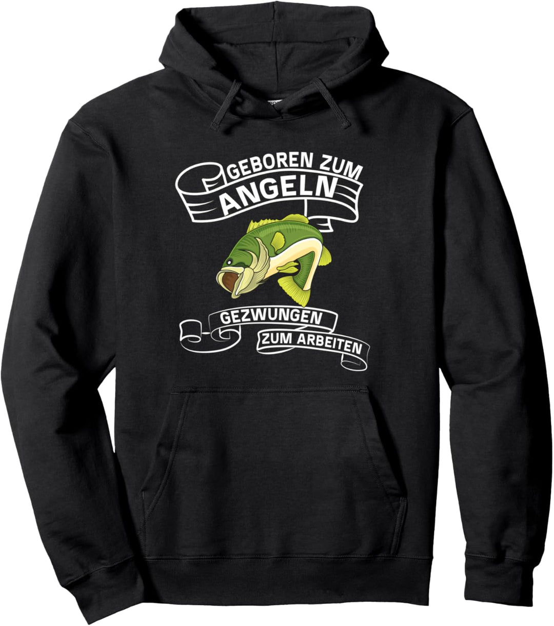 Mann Carp Fishing geboren zum angeln gezwungen zum arbeiten Pullover Hoodie