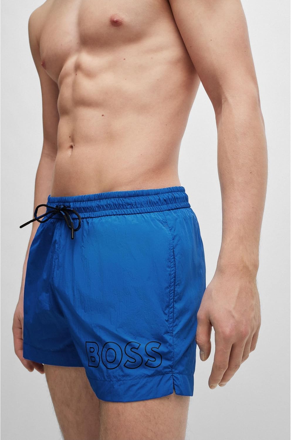 BOSS Herren Mooneye Badeshorts mit Umriss-Logo-Print L Medium Blue423, L Medium Blue423