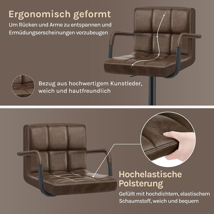 WOLTU Barhocker 2er Set Barstuhl Tresenhocker Bistrohocker Designer Hocker mit Rückenlehne, Kunstled
