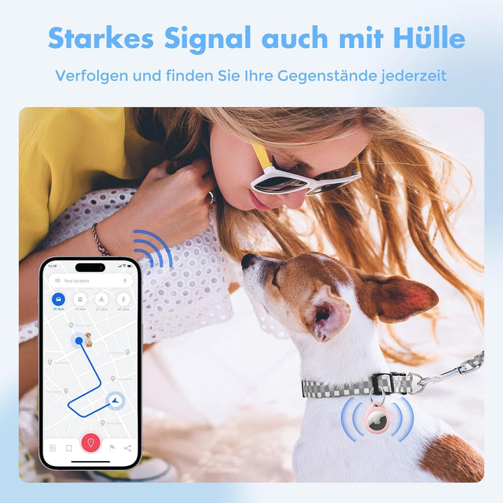 UNBREAKcable 360° Schutzhülle für AirTag [4er-Pack], TPU Vollschutz Schlüsselanhänger mit 304 Edelst
