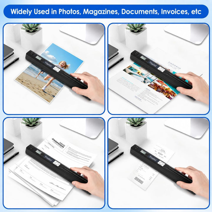 Handscanner Dokumentenscanner, A4 900 DPI Hohe Auflösung Farbfoto Portable Scanner, JPG/PDF Format U