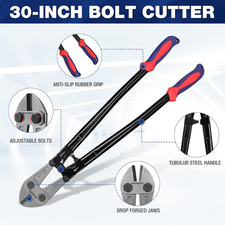 WORKPRO, W017007A, Bolzenschneider, Griff aus zwei Materialien mit weichem Gummigriff, 76,2 cm, Klin