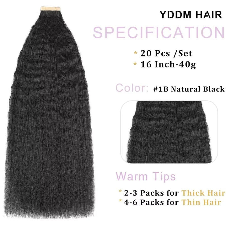 YDDM Schwarze Frauen tape extensions echthaar schwarz Kinky Straight Tape in haarverlängerung echtha