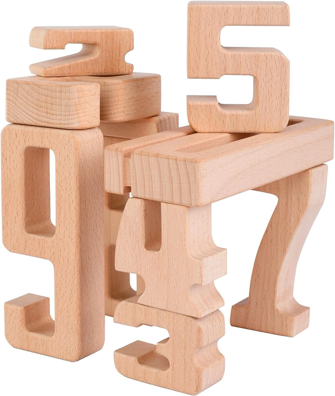 Holz Zahlbausteine, Grosse Ziffernblöcke 1-10,10 Stück Mathebausteine | Zahlenspiele für Kinder, Bil