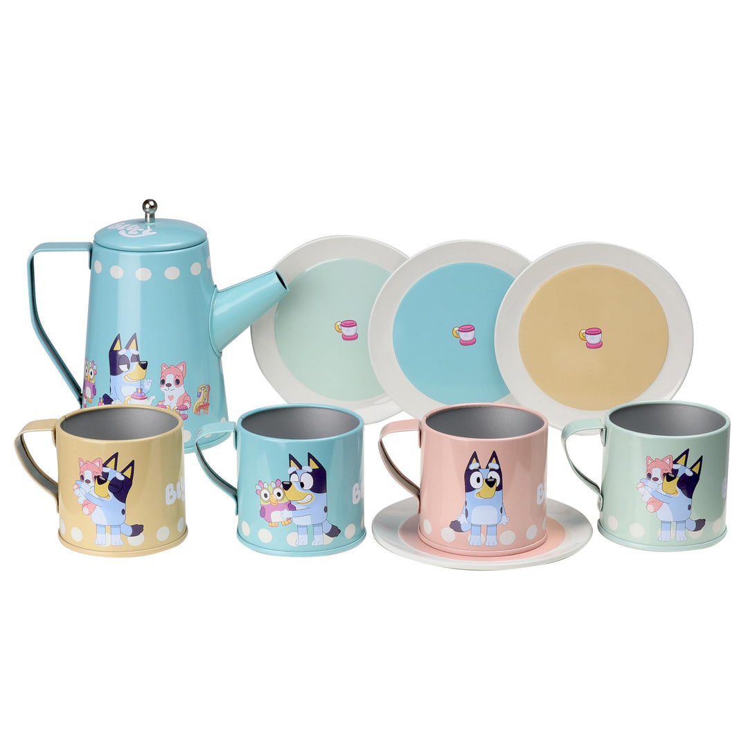 Bluey Spielzeug-Geschirr für Kinder – Kindergeschirr in farbenfrohem Design, lustiges Teeservice-Set