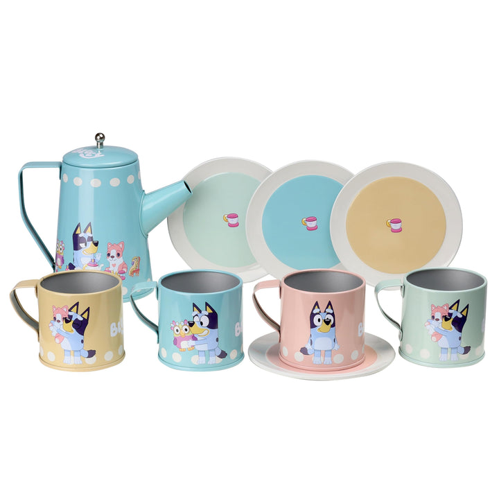 Bluey Spielzeug-Geschirr für Kinder – Kindergeschirr in farbenfrohem Design, lustiges Teeservice-Set