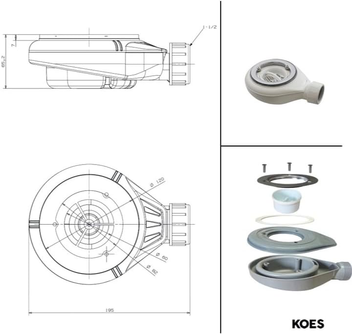 KOES - Kunstharz-Duschwanne Modell NILO – 70x80 – Weiss RAL 9003 70x80cm Weiss, 70x80cm Weiss