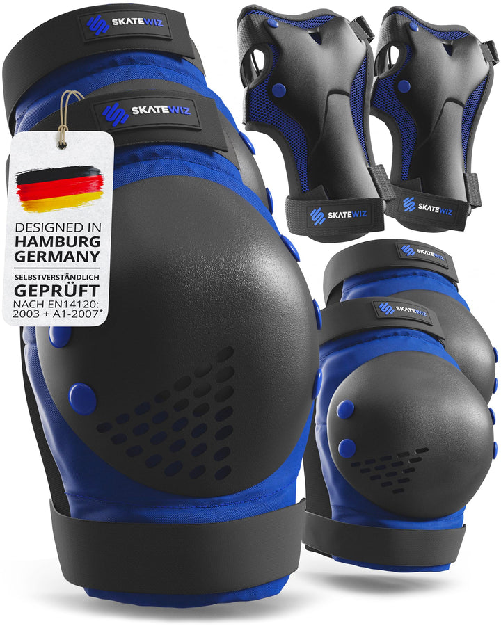 SKATEWIZ Skate Protektoren Schoner Inliner Kinder und Erwachsene - Knieschützer Kinder Set [6pc] SMA