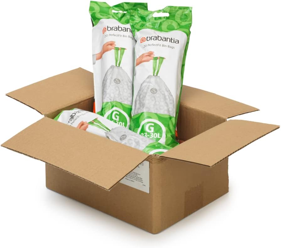 Brabantia Müllbeutel PerfectFit Multipack (Code G - 23L / 30L) Extra Starke Müllsäcke mit Zugband, 6