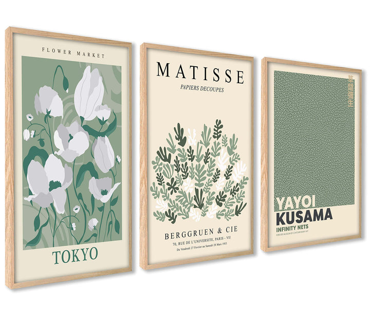 Moderne Poster Set | 3 Stück 50x70cm | Stilvolle Matisse Pastell Poster Collagen mit passenden Bilde