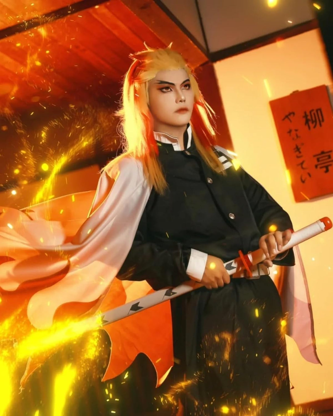 FCCAM Agatsuma Zenitsu Cosplay Kimono Vollständiger Satz Anime Zenitsu Cosplay Kostüm Erwachsene Ren