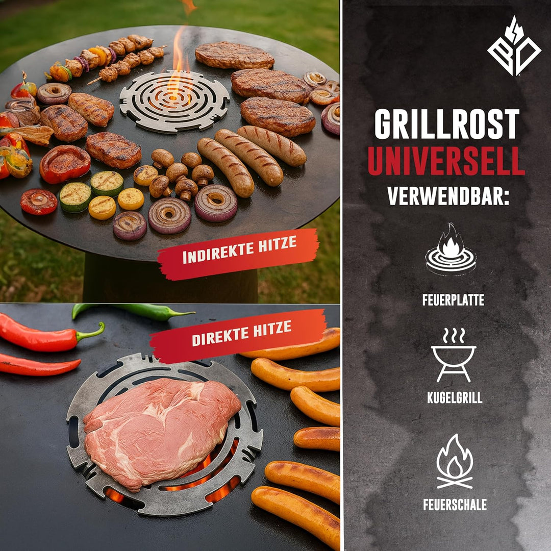 Becker Design® Grillrost & Grilleinsatz für Feuerplatte ⌀ 20cm (MADE IN EUROPE) Silber - Grillaufsat